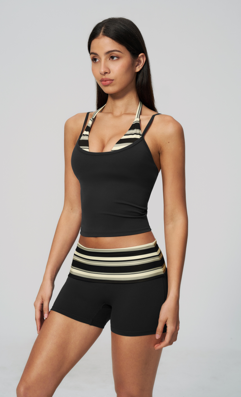 Harper Riviera Stripe Workout Shorts Set