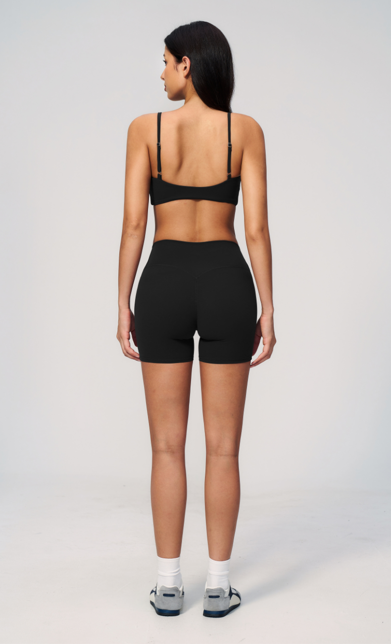 Leah V-Neck Sports Bra High Waisted Shorts Workout Set