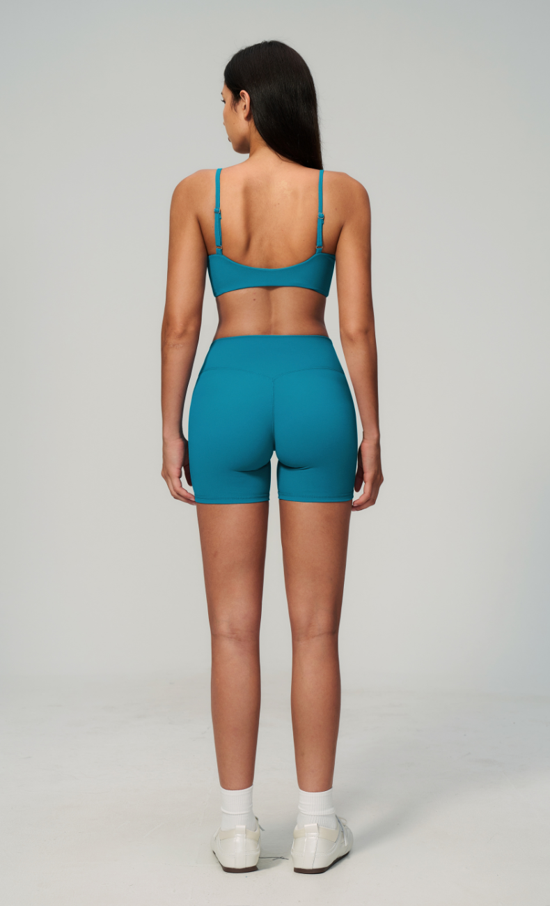 Leah V-Neck Sports Bra High Waisted Shorts Workout Set