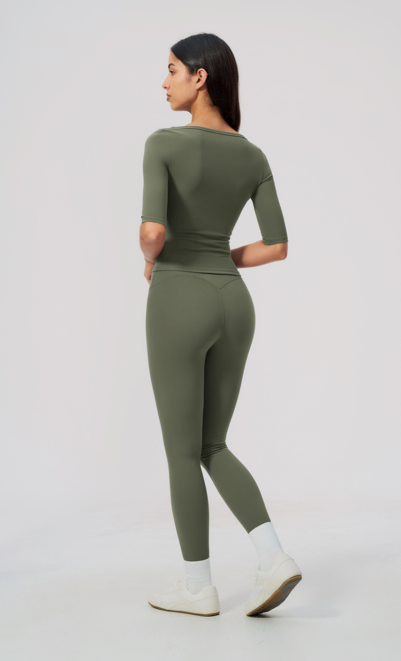 Taylor Boat Neck High Waisted Leggings Workout Set