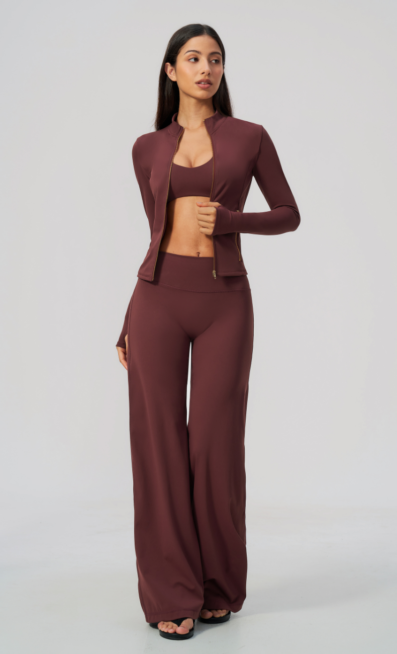 Lauren Full-Zip Jacket Wide Leg Pants Matching Set