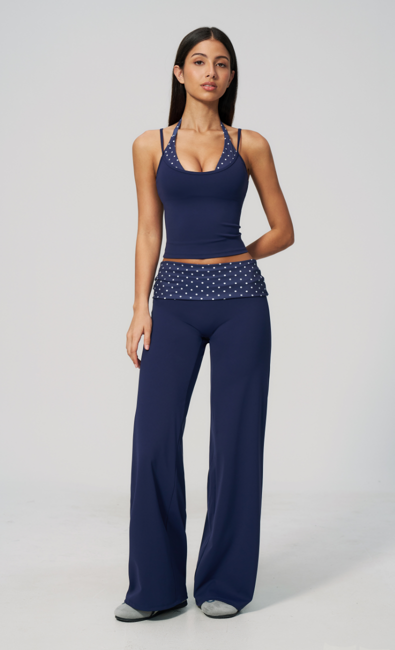 Chloe Polka Dot Foldover Wide Leg Matching Set