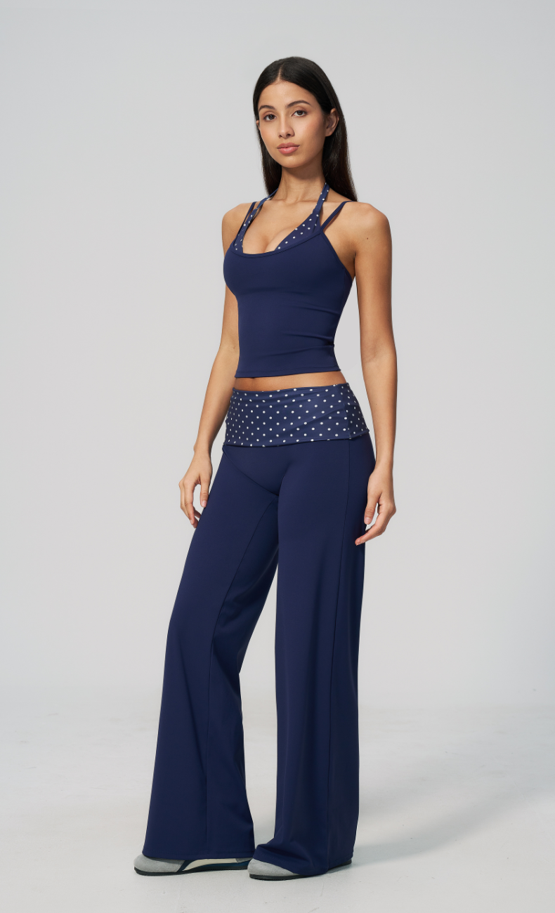 Chloe Polka Dot Foldover Wide Leg Matching Set