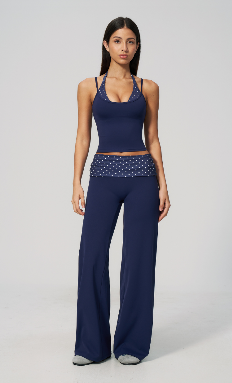 Chloe Polka Dot Foldover Wide Leg Matching Set