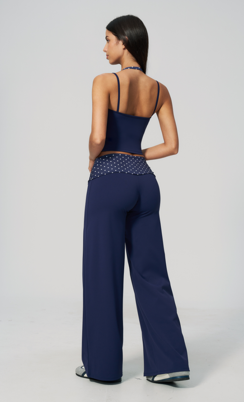 Chloe Polka Dot Foldover Wide Leg Matching Set