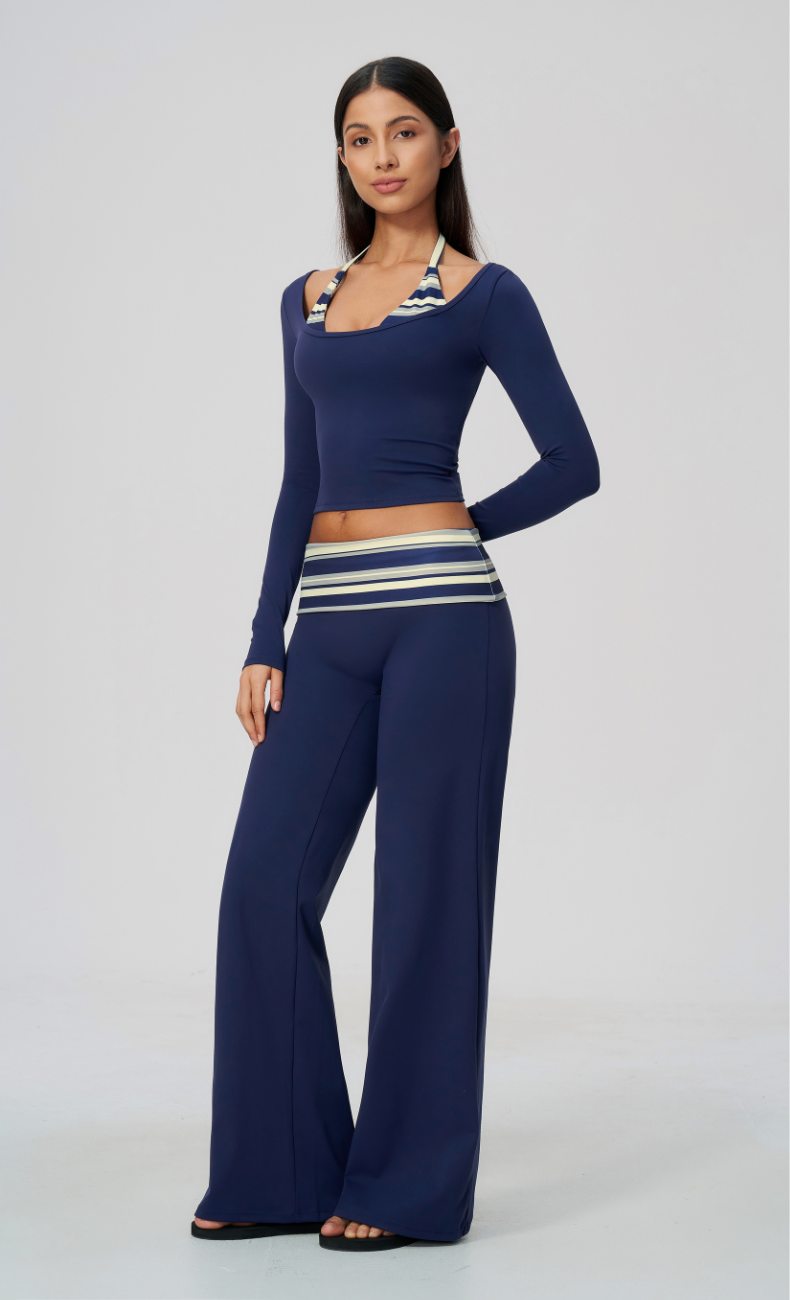 Harper Riviera Stripe Long Sleeve Wide Leg Matching Set