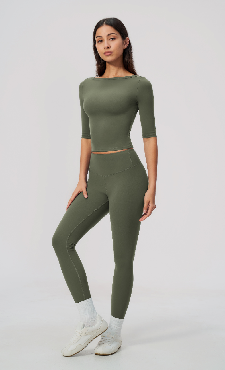 Taylor Boat Neck High Waisted Leggings Workout Set