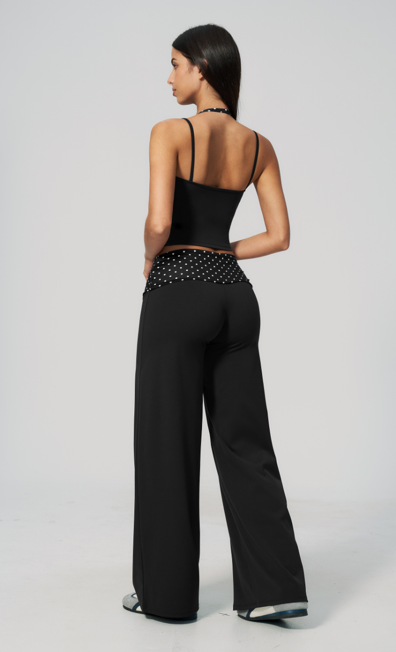 Chloe Polka Dot Foldover Wide Leg Matching Set