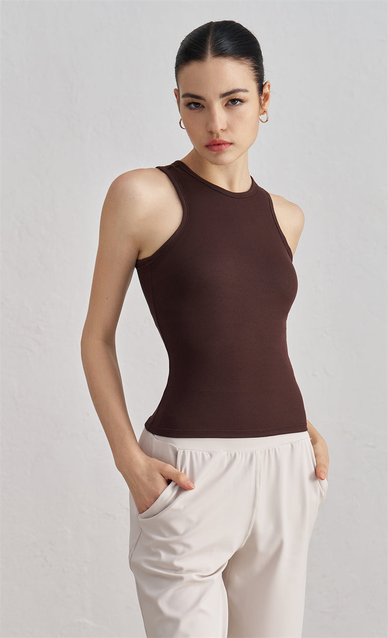 Victoria Ribbed Slim Tank Top - WOO YOGA