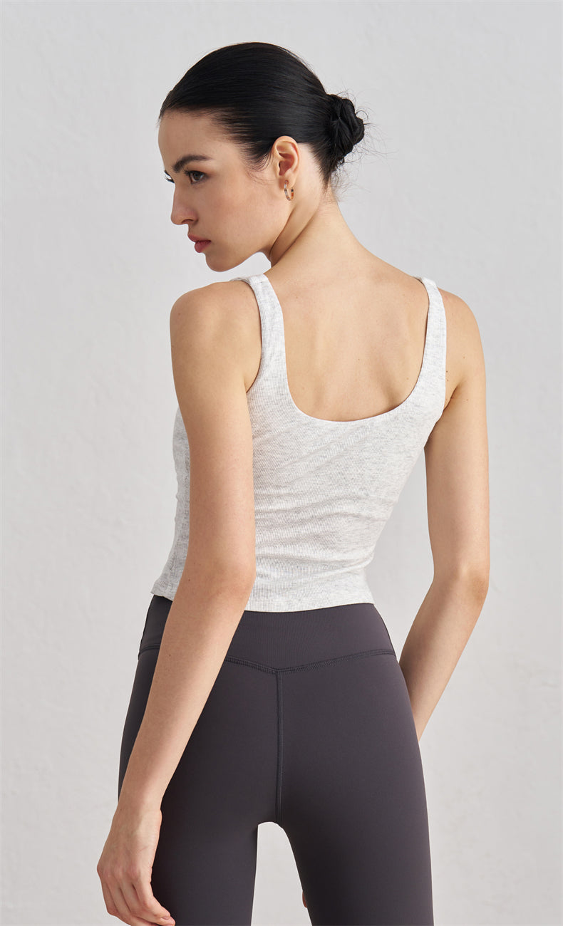 Zara Ribbed Open Back Tank Top - WOO YOGA