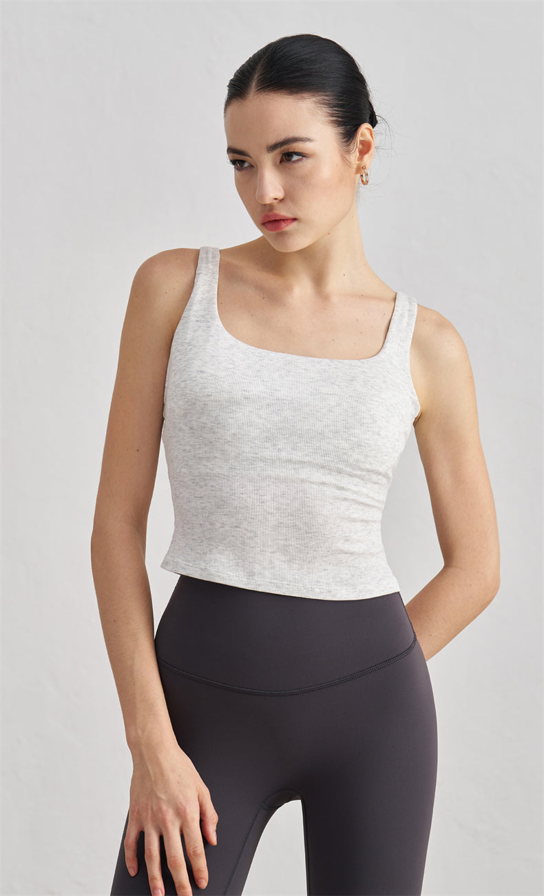 Zara Ribbed Open Back Tank Top - WOO YOGA