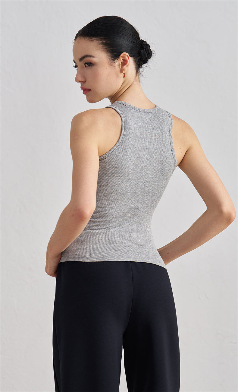 Victoria Ribbed Slim Tank Top - WOO YOGA