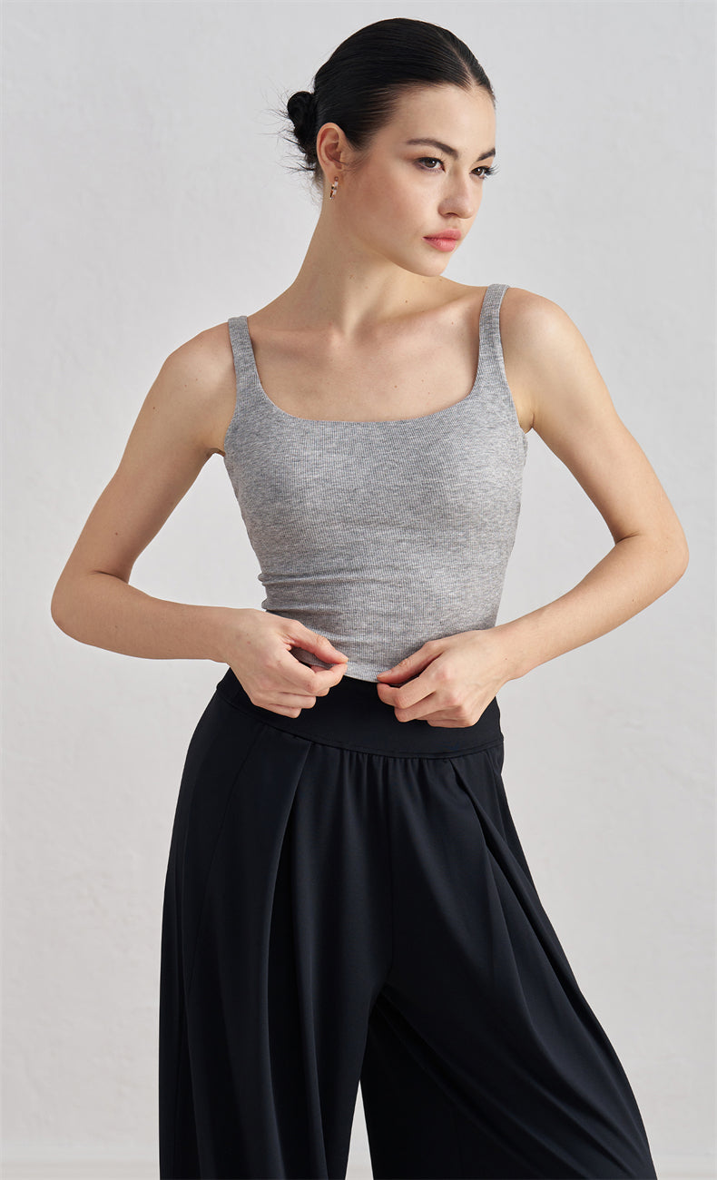 Zara Ribbed Open Back Tank Top - WOO YOGA