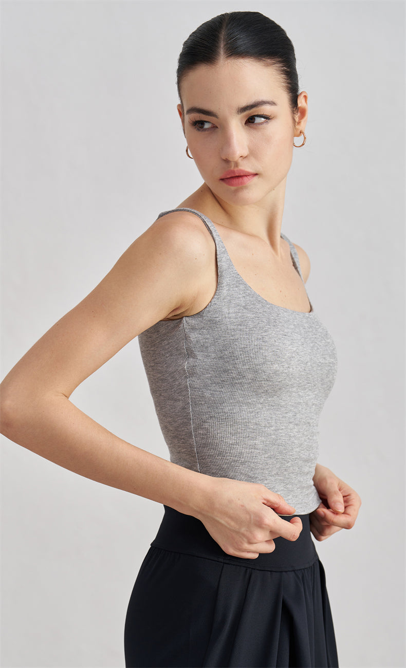 Zara Ribbed Open Back Tank Top - WOO YOGA