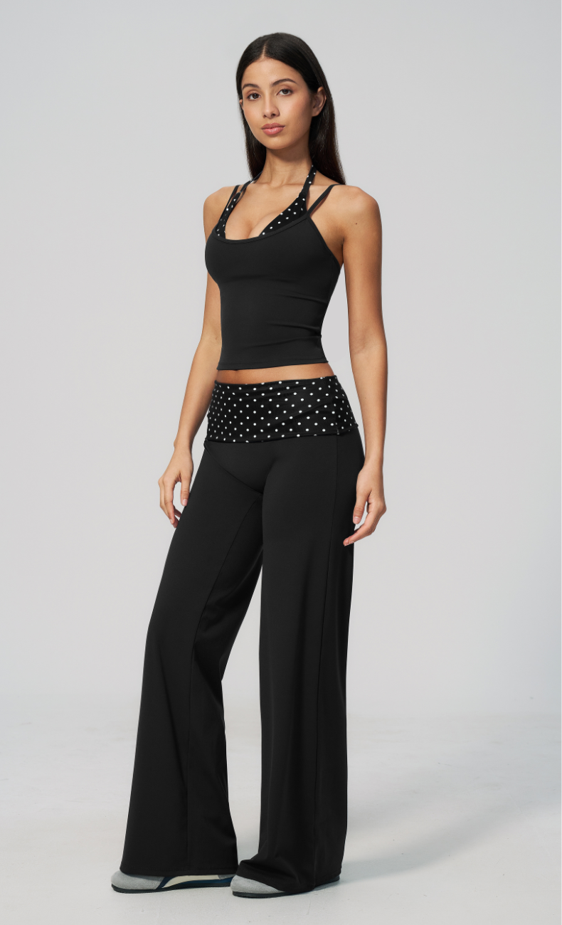 Chloe Polka Dot Foldover Wide Leg Matching Set