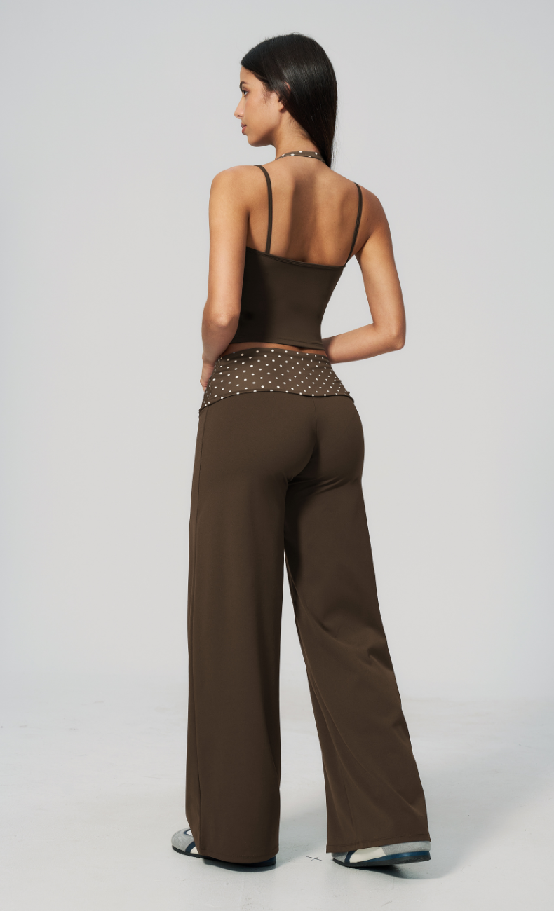 Chloe Polka Dot Foldover Wide Leg Matching Set