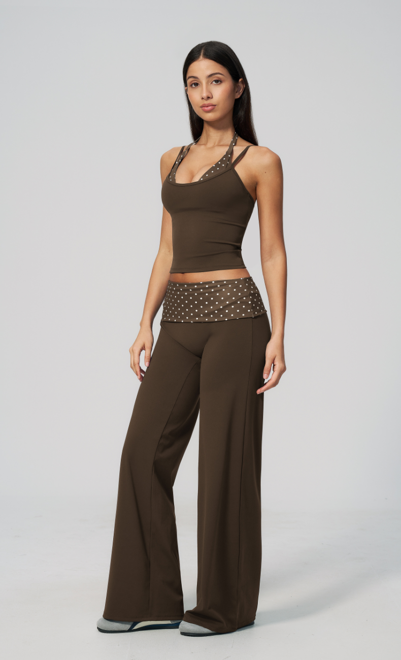 Chloe Polka Dot Foldover Wide Leg Matching Set