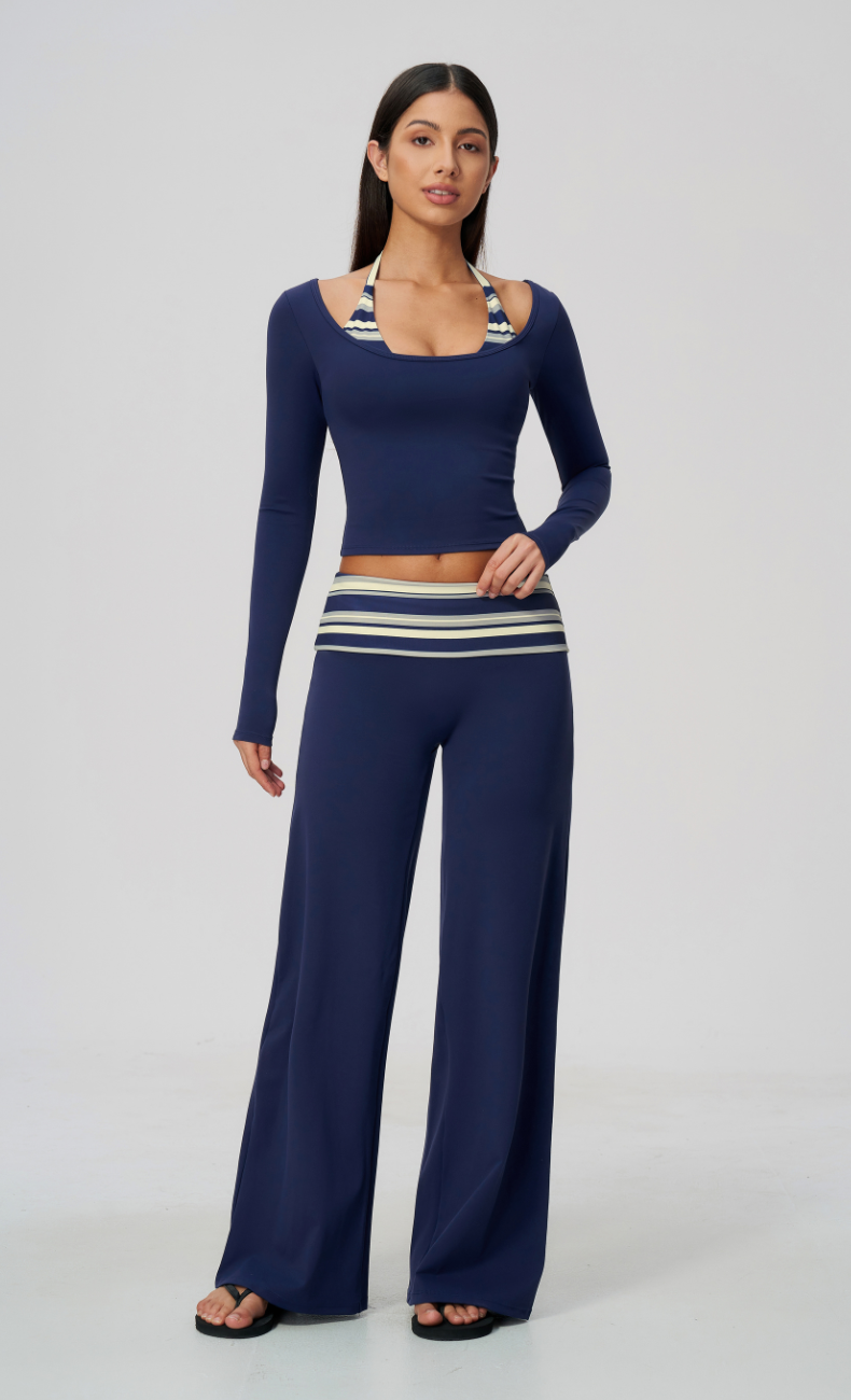Harper Riviera Stripe Long Sleeve Wide Leg Matching Set