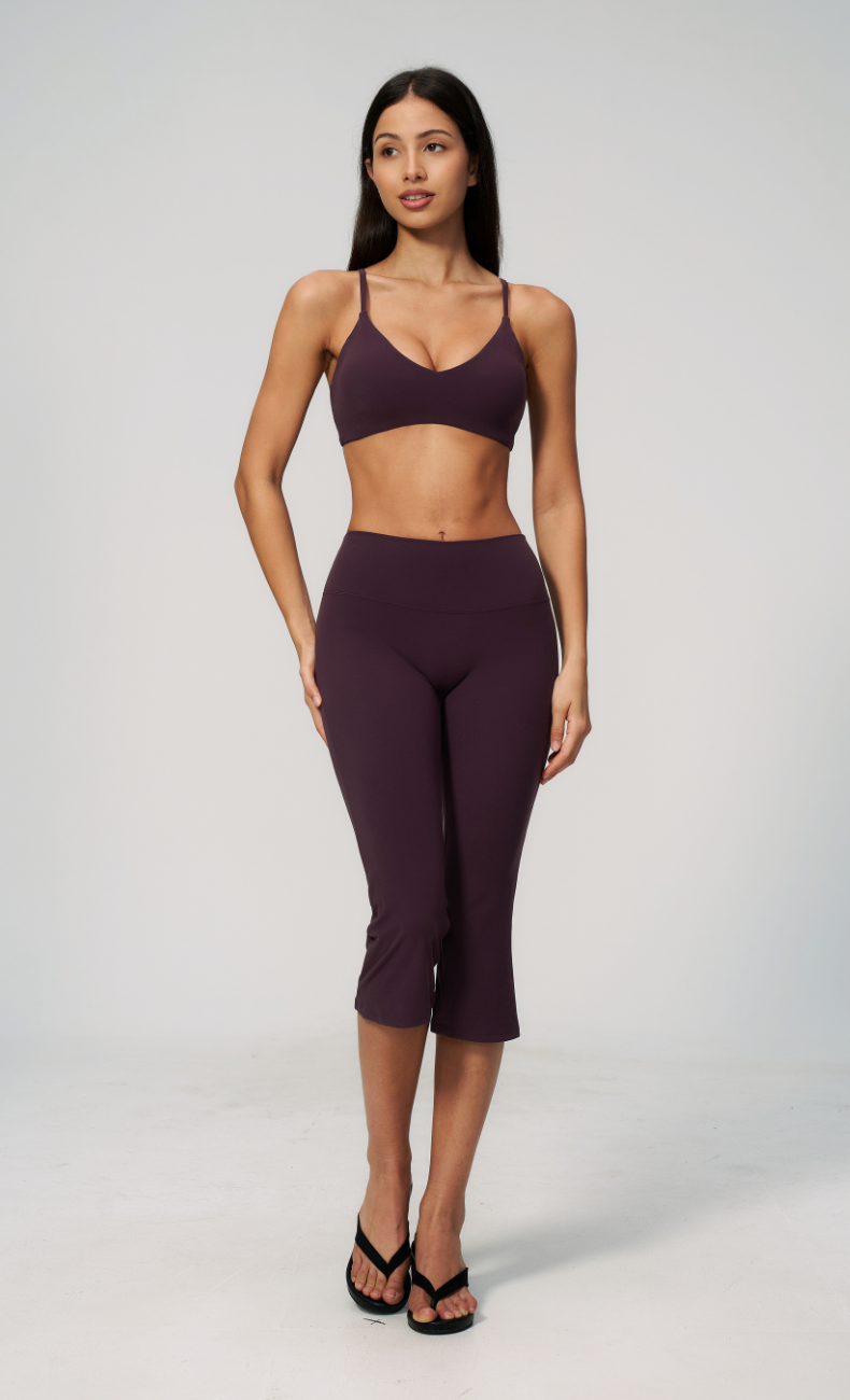 Leah V-Neck Sports Bra Capri Flare Workout Set