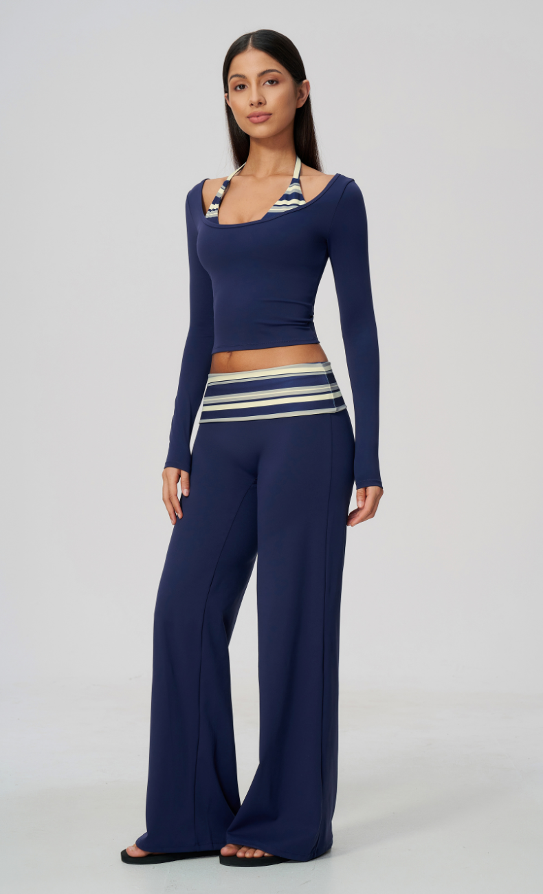 Harper Riviera Stripe Long Sleeve Wide Leg Matching Set
