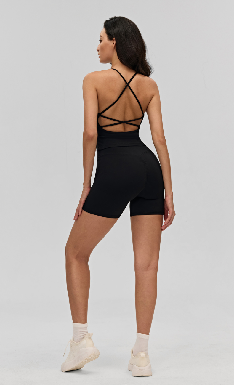 Sana Criss Cross Back Scrunch Butt Shorts Workout Set