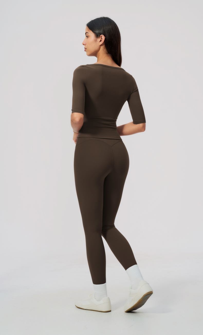 Taylor Boat Neck High Waisted Leggings Workout Set