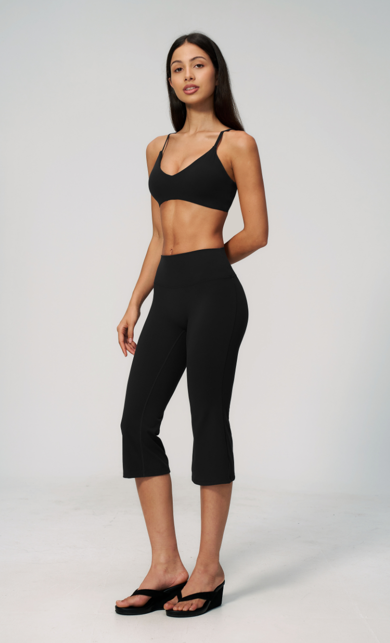 Leah V-Neck Sports Bra Capri Flare Workout Set