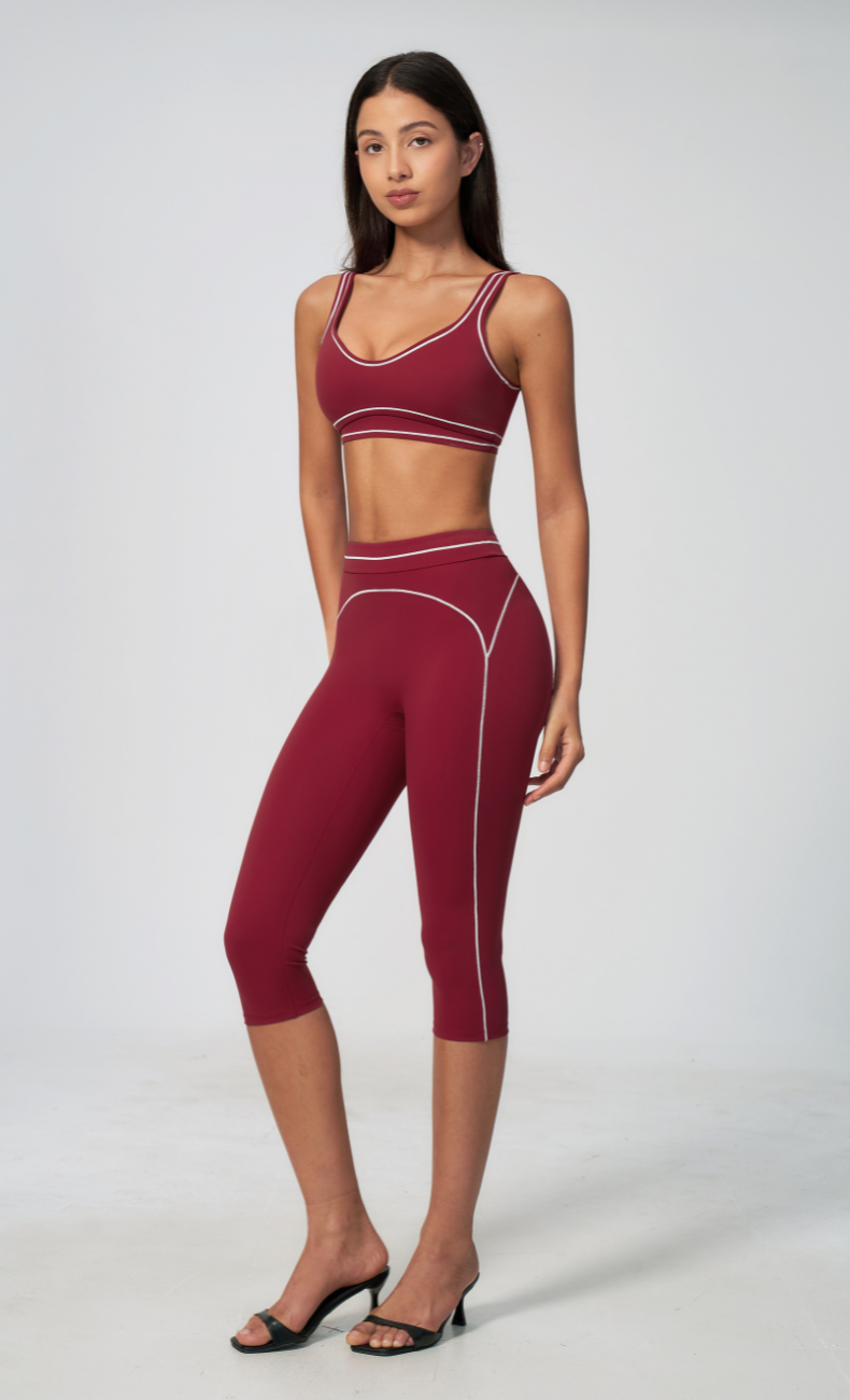 Alexis Contrast Trim Sports Bra Capri Workout Set