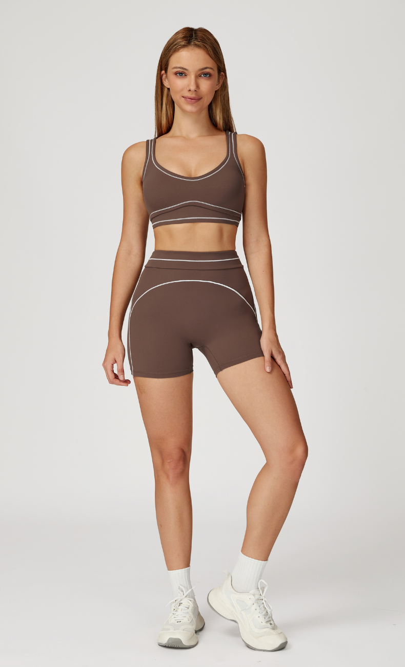Alexis Contrast Trim Workout Shorts Set