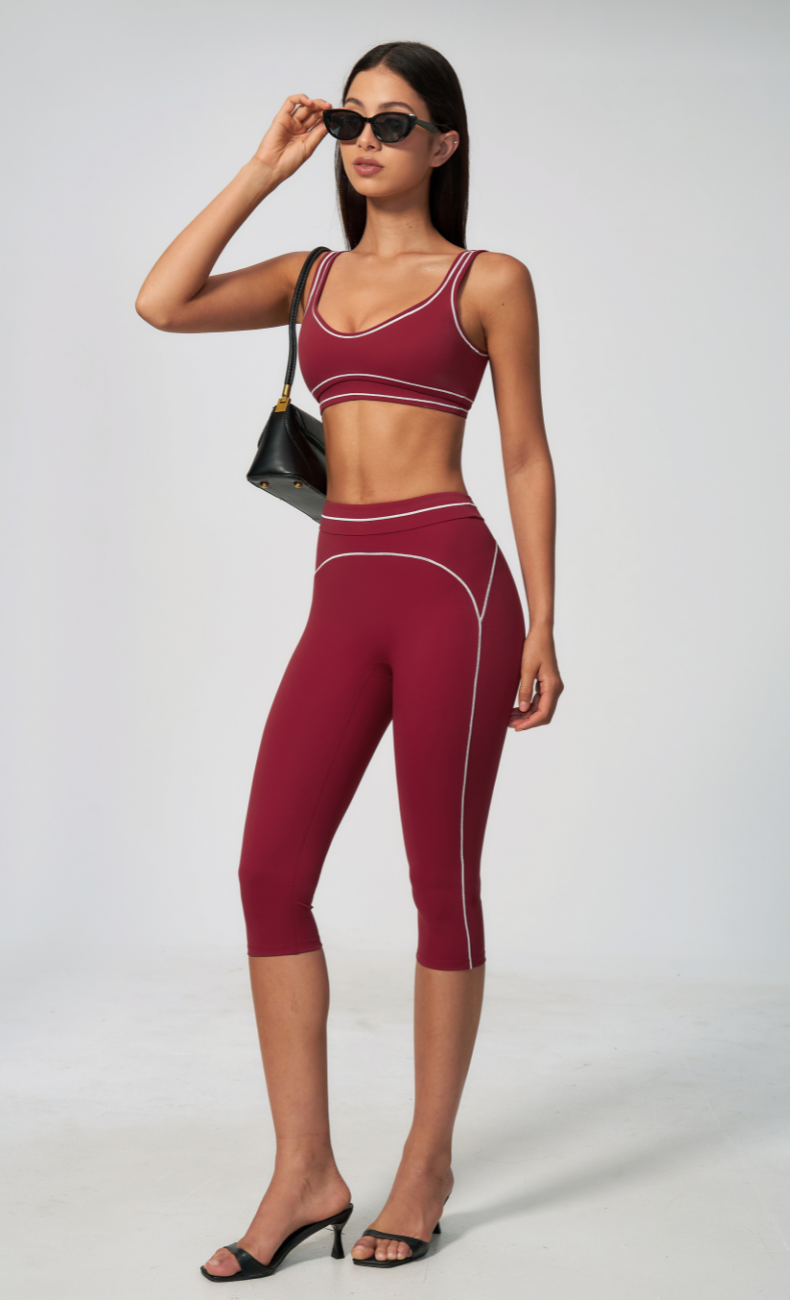 Alexis Contrast Trim Sports Bra Capri Workout Set