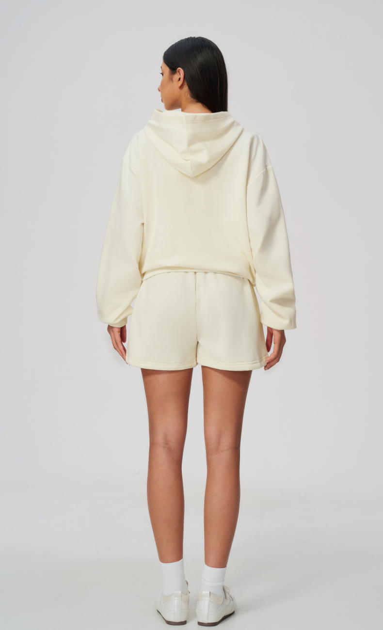 Hailey Cotton Blend Zip-Up Hoodie & Sweat Shorts Set