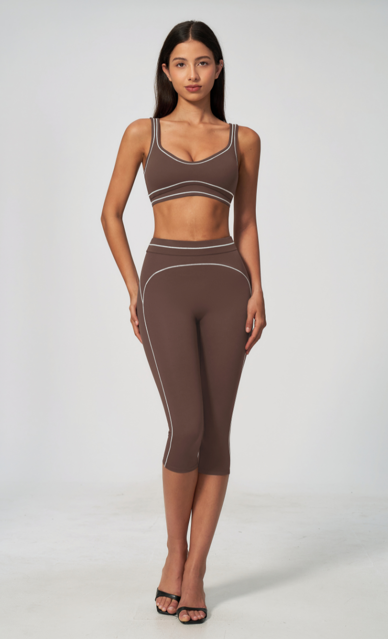 Alexis Contrast Trim Sports Bra Capri Workout Set