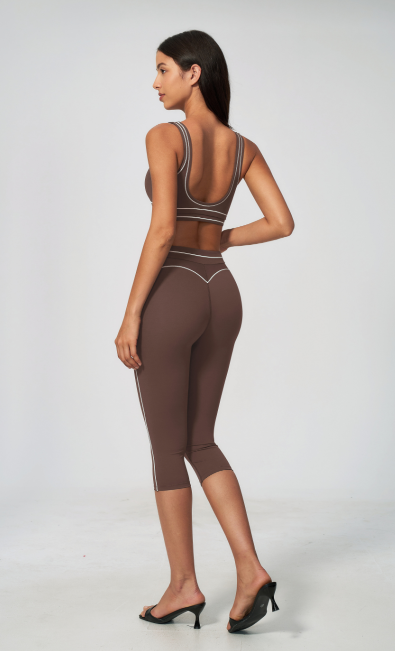Alexis Contrast Trim Sports Bra Capri Workout Set