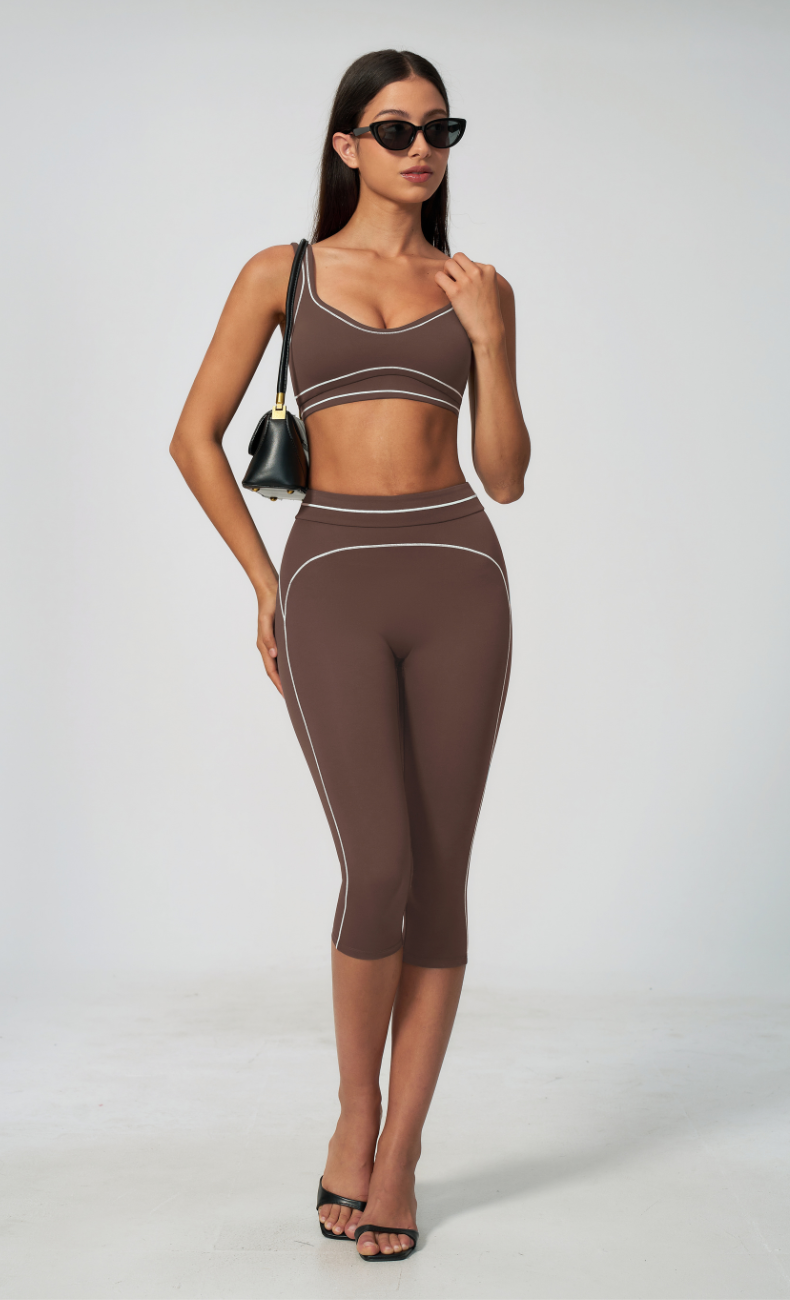 Alexis Contrast Trim Sports Bra Capri Workout Set