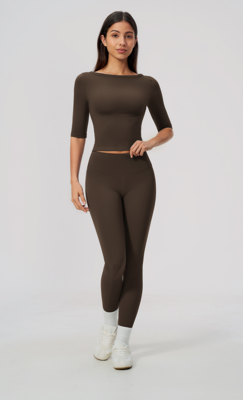 Taylor Boat Neck High Waisted Leggings Workout Set