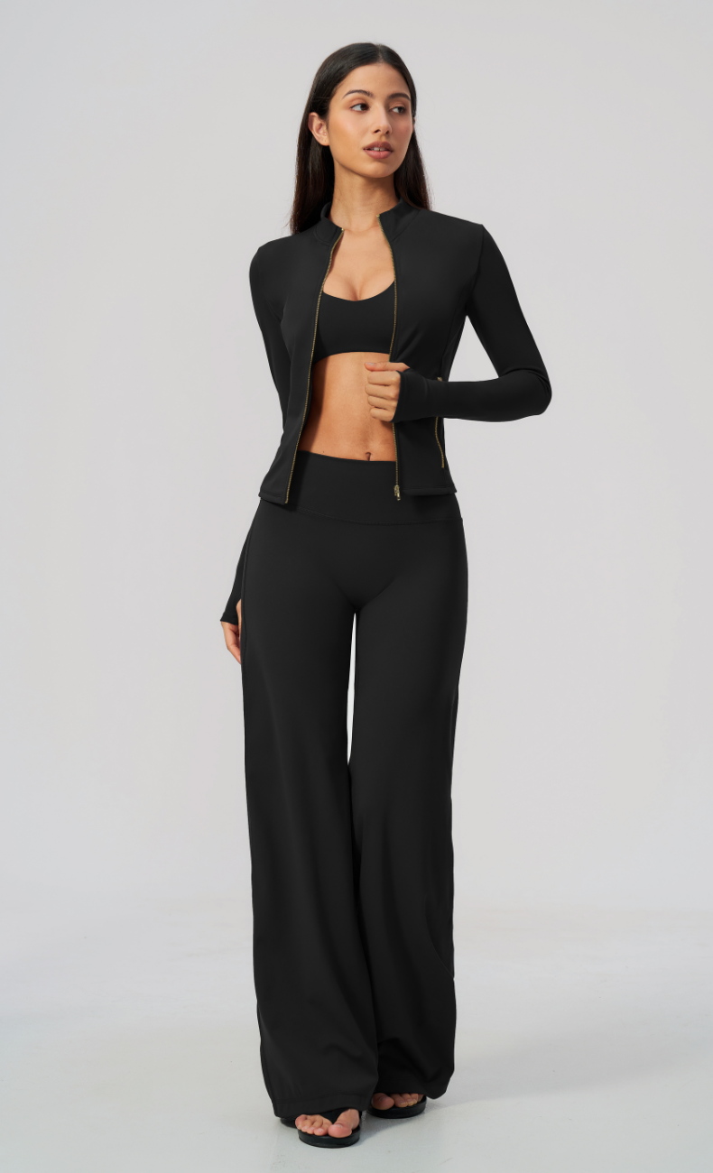 Lauren Full-Zip Jacket Wide Leg Pants Matching Set