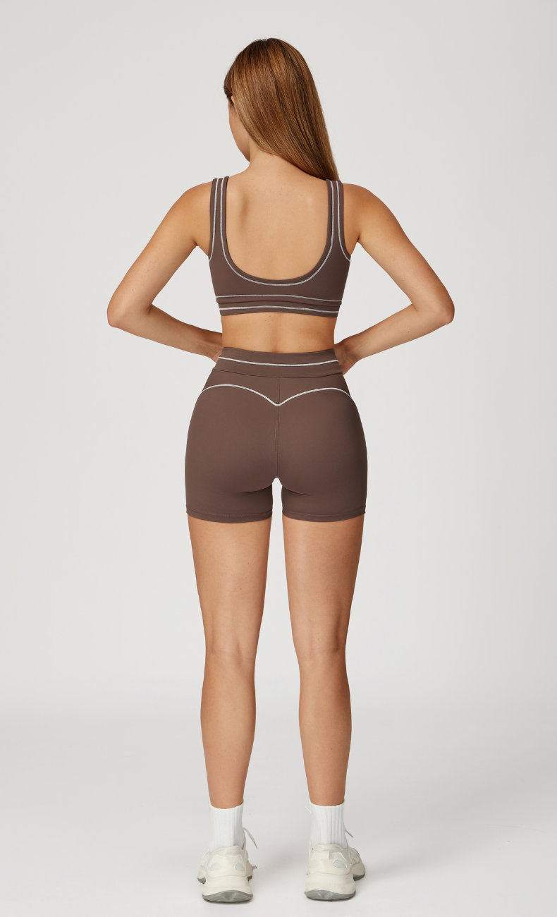 Alexis Contrast Trim Workout Shorts Set