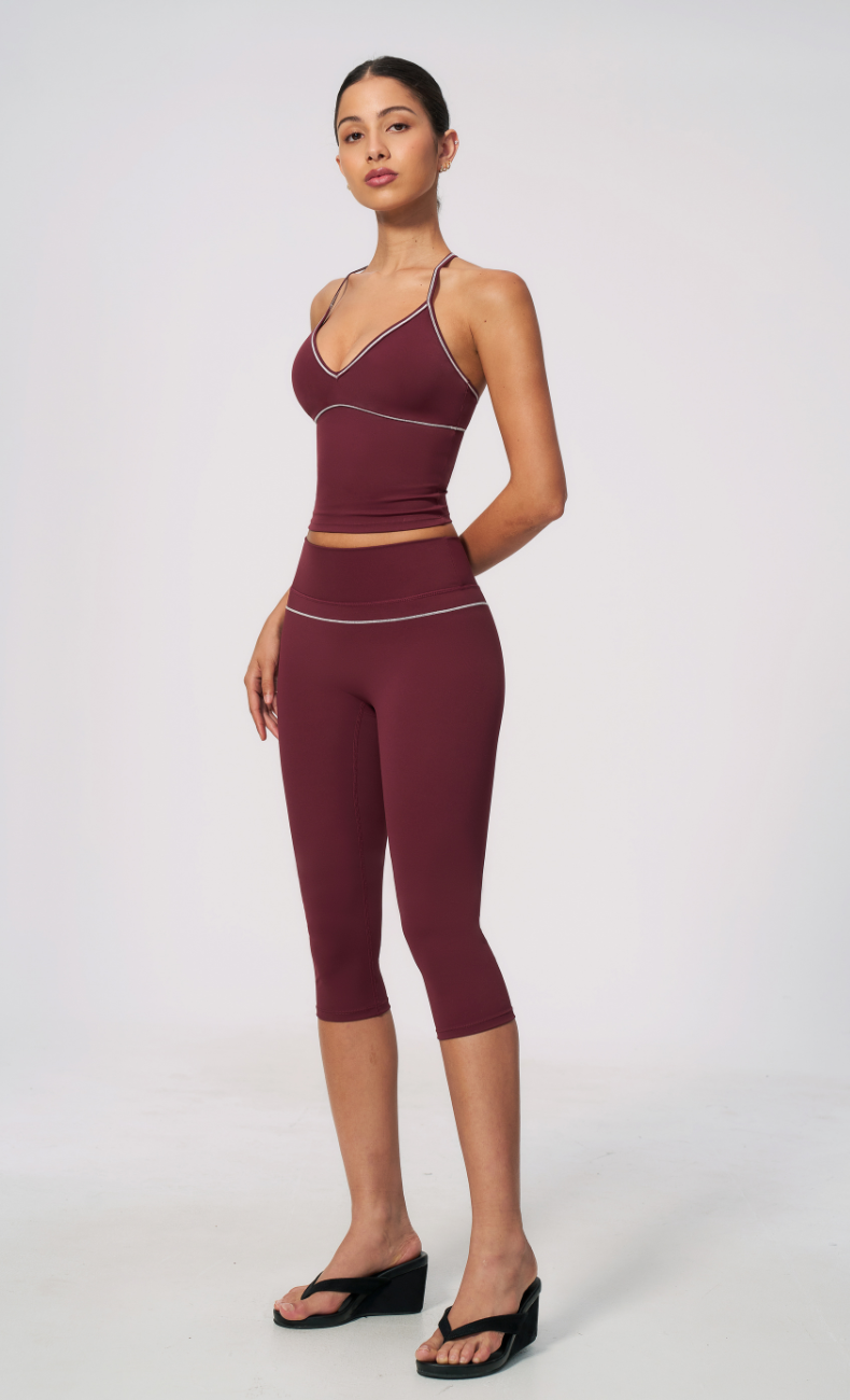 Arielle V-Neck Cami High Waist Capri Workout Set