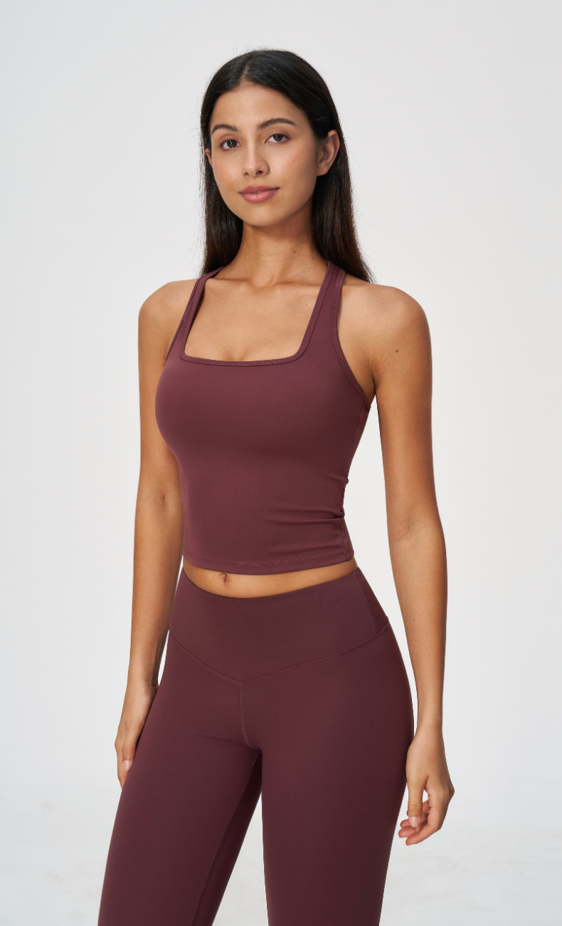 Sophie Square Neck Racerback Built-In Bra Tank Top