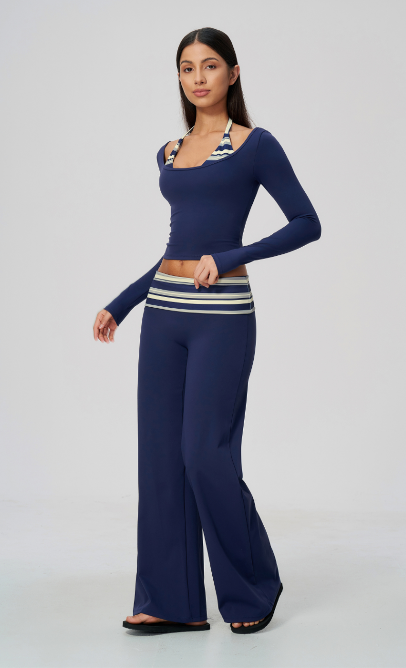 Harper Riviera Stripe Long Sleeve Wide Leg Matching Set