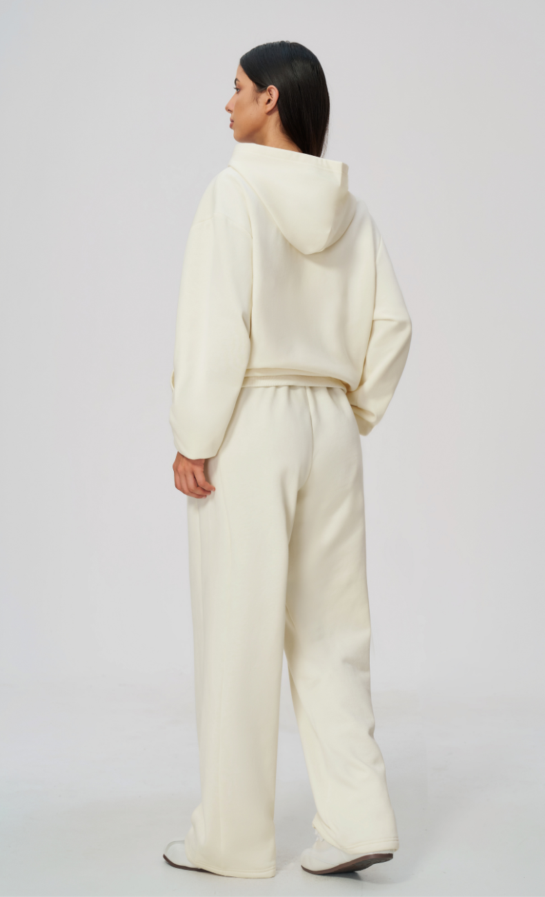 Hailey Cotton Blend Zip-Up Hoodie & Wide Leg Sweatpants Set