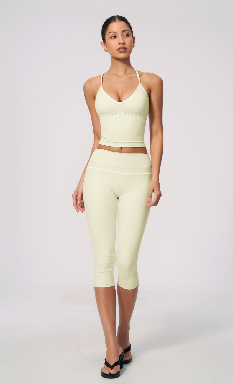 Arielle V-Neck Cami High Waist Capri Workout Set