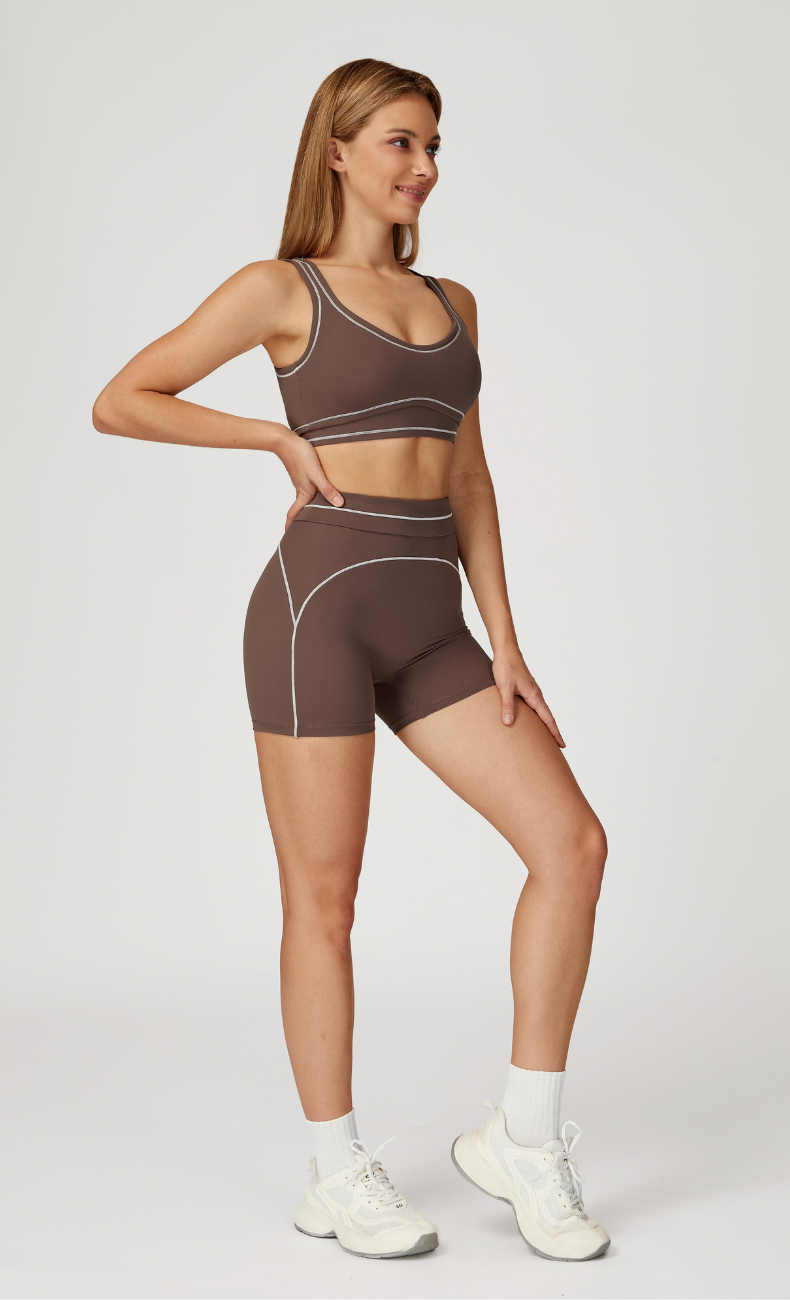 Alexis Contrast Trim Workout Shorts Set