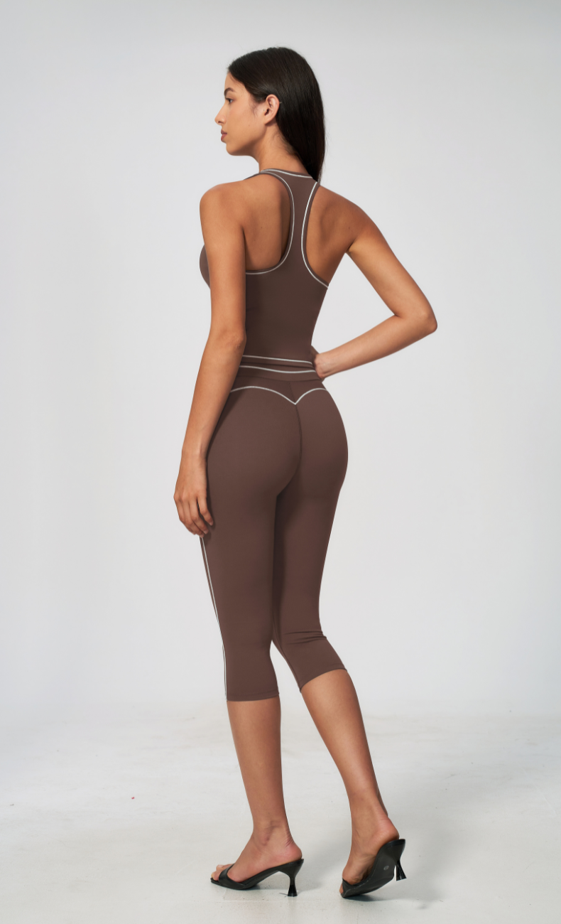 Alexis Contrast Trim Racerback Tank Capri Workout Set