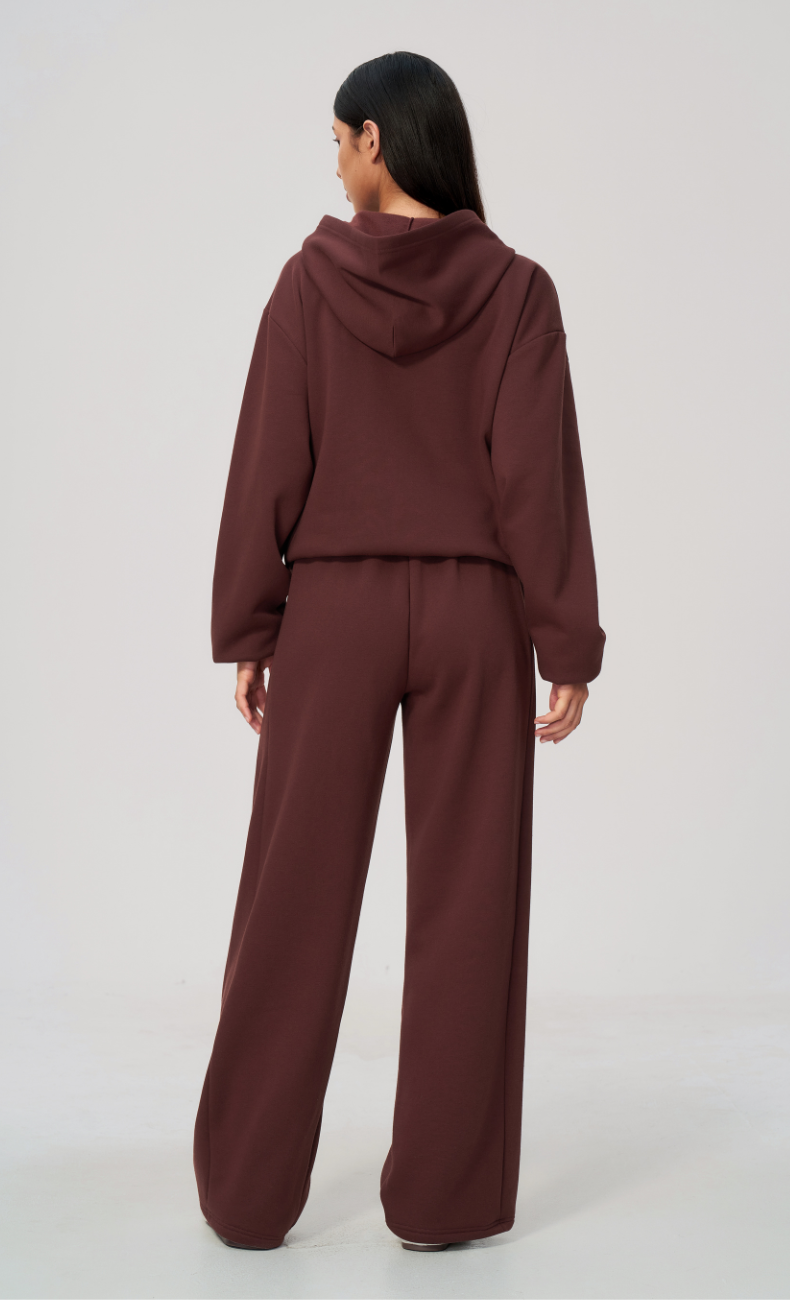 Hailey Cotton Blend Zip-Up Hoodie & Wide Leg Sweatpants Set