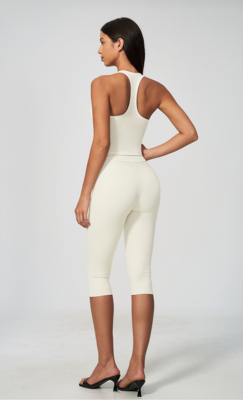 Alexis Contrast Trim Racerback Tank Capri Workout Set
