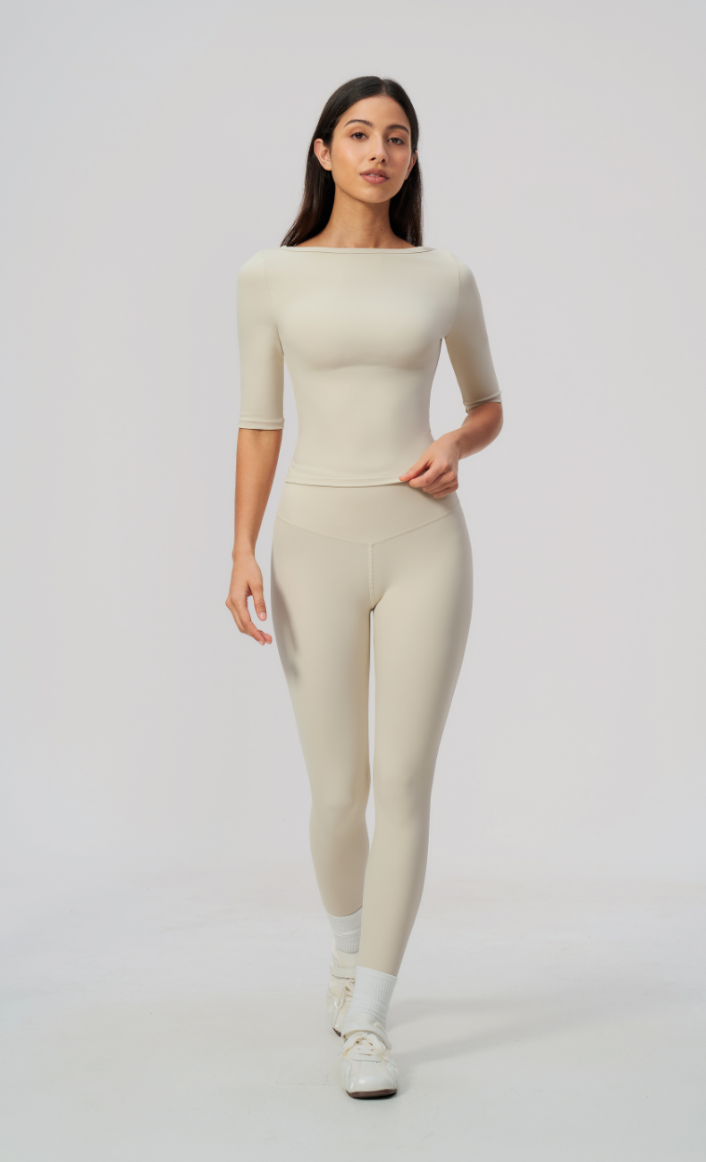 Taylor Boat Neck High Waisted Leggings Workout Set