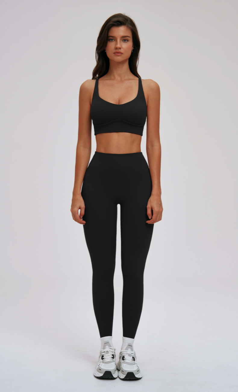Blake Cross Back Sports Bra & High Waisted Leggings Workout Set