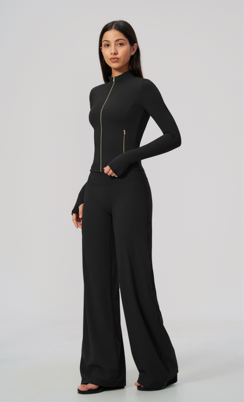 Lauren Full-Zip Jacket Wide Leg Pants Matching Set