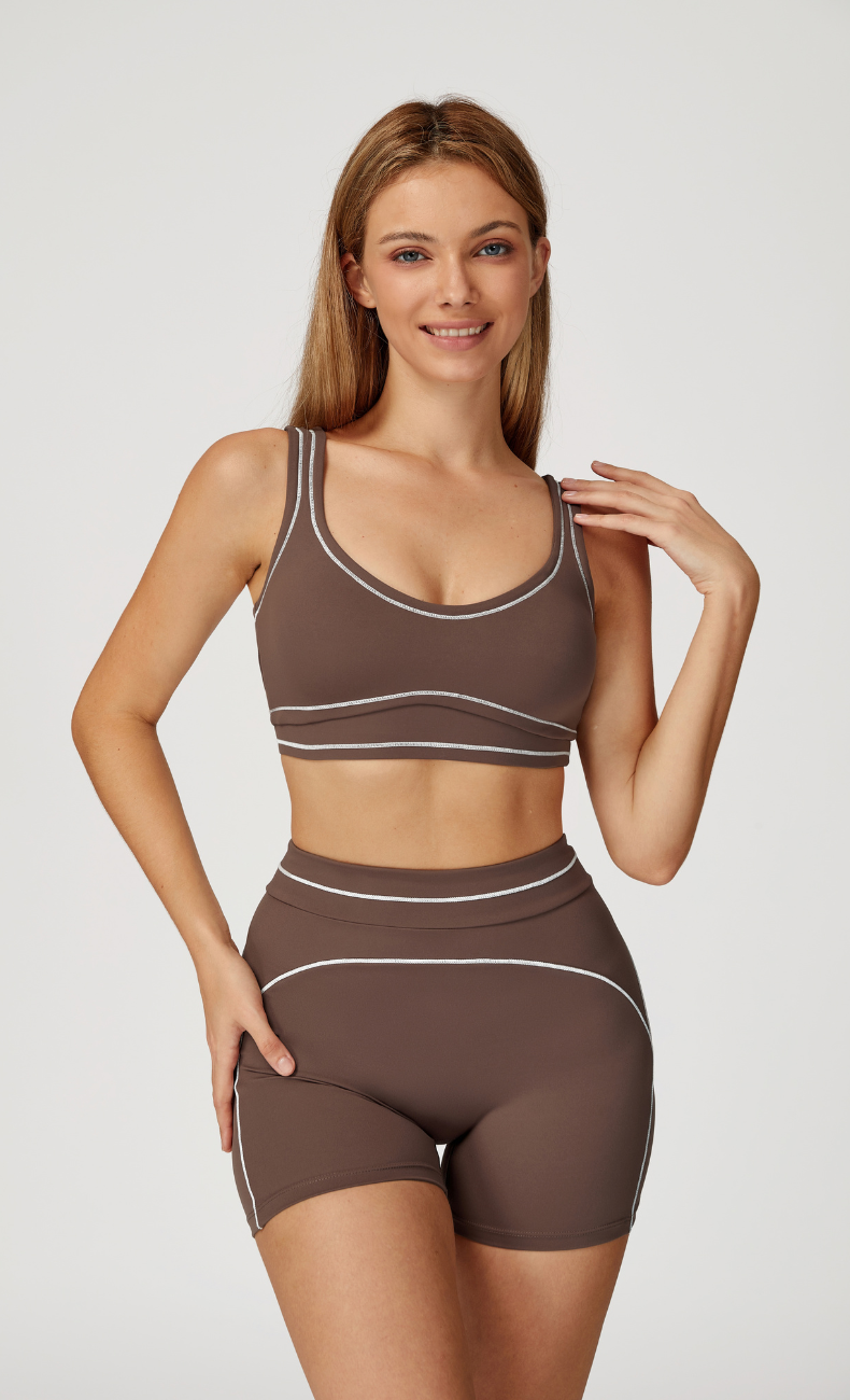 Alexis Contrast Trim Workout Shorts Set